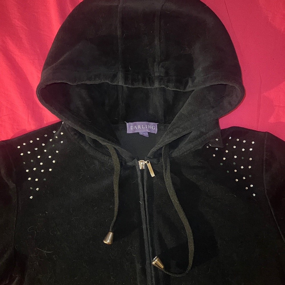 Darling Black Hooded Jacket with Studded Details